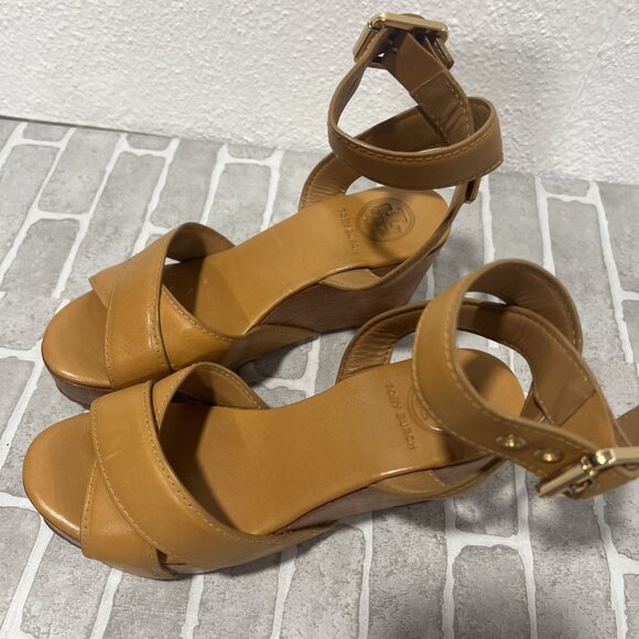 Tory Burch Almita Wood Wedge Platform Sandals Women's 5M - Picture 7 of 16